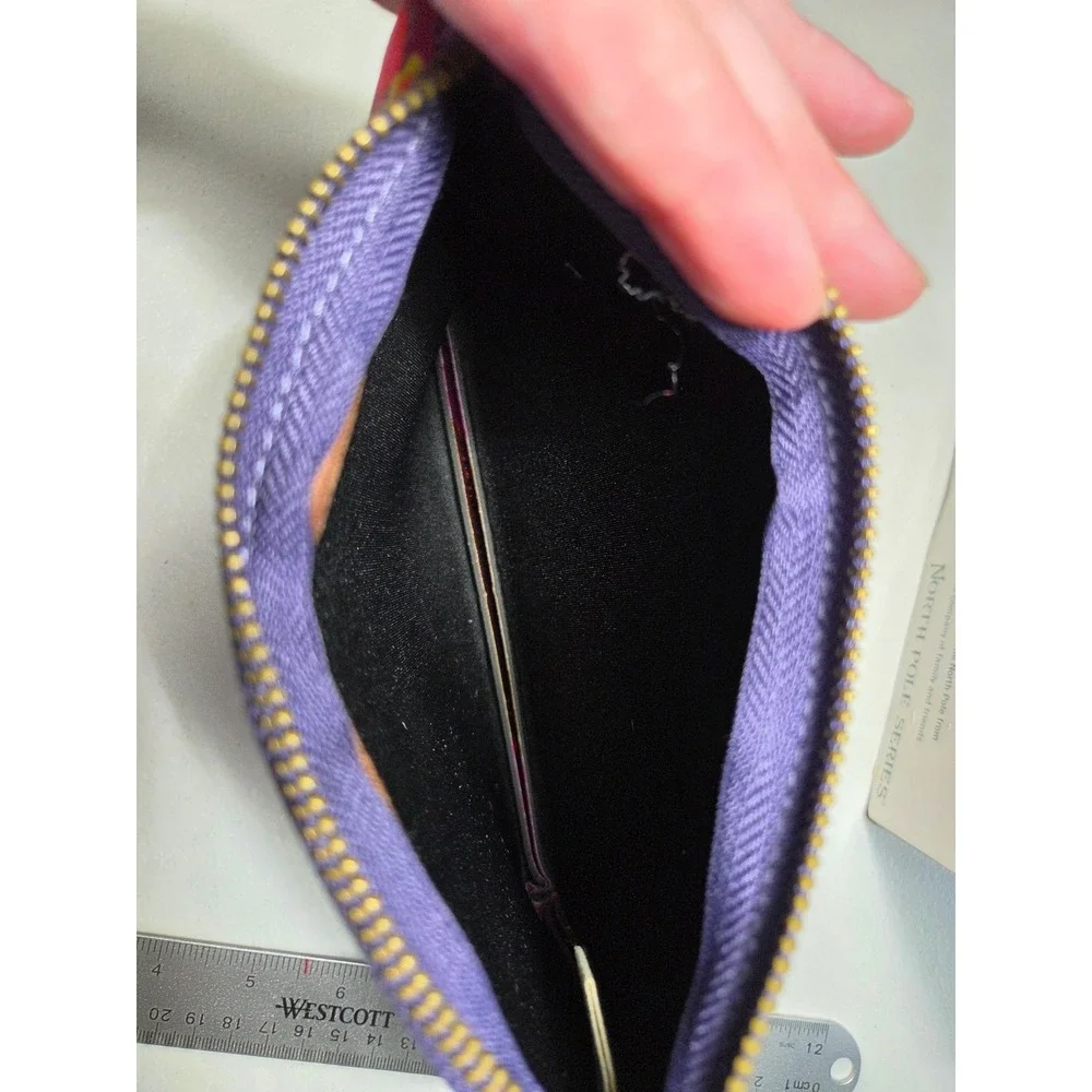 Natural Life Boho Floral Butterfly Canvas Wristlet Pouch Plum Purple NWT